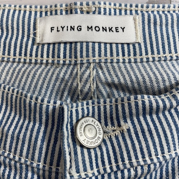 Flying Monkey Wide Leg Cropped Jeans 31 Gaucho Jeans Blue White Stripe Capri - Picture 3 of 8